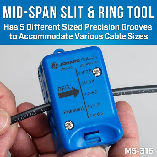 Vista 3 de Jonard Tools TK-105, Kit de herramientas de abertura y anillo de fibra óptica de alcance medio (1.2 mm - 10 mm) con estuche de transporte resistente