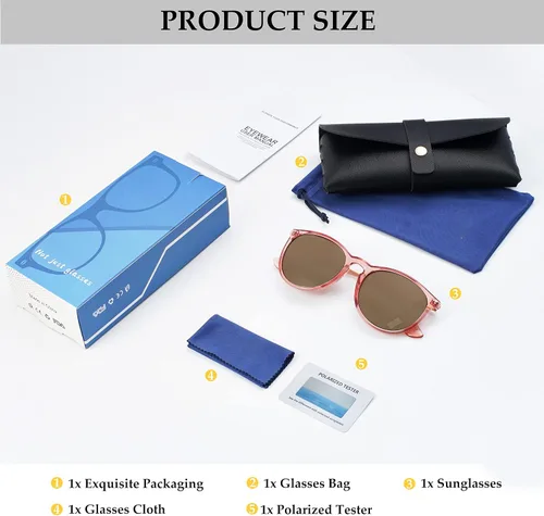 Vista 6 de Yaserra Lentes de sol polarizados redondos clásicos retro, lentes de espejo TAC, estilo de diseñador de moda, para mujeres y hombres, protección