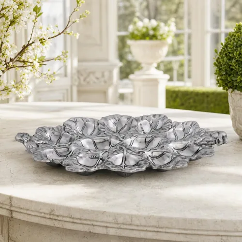 Vista 3 de Arthur Court Bunny Deviled Egg Holder - Recipiente de metal de aluminio para reuniones de Pascua, 12 x 8.5 pulgadas
