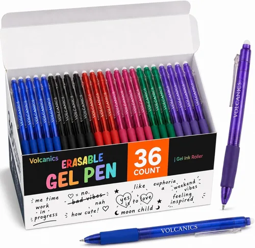 Vista 25 de Volcanics Retractable Erasable Gel Pens, Soft Black, 0.7mm, 12 Pack Negro