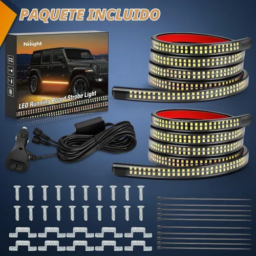 Vista 6 de Nilight 2 tiras de luces estroboscópicas de emergencia de 70 pulgadas, 1125 LED, luz ámbar flexible, intermitente, advertencia, precaución