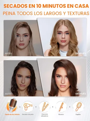 Vista 2 de SHEGLAM Cepillo de aire caliente 4 en 1 y aceite para el cabello con brillo 10 en 1 24K