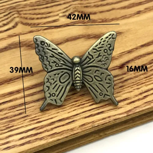 Vista 2 de 4 pomos de metal con forma de mariposa antigua para cajones (2 piezas de bronce y 2 bronce rojo)