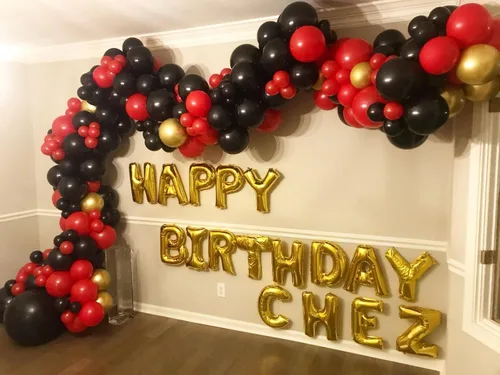Vista 8 de KADBANER Globos de látex rojo, amarillo y negro, paquete de 100 unidades de 12 pulgadas para bodas, fiestas de cumpleaños, baby shower