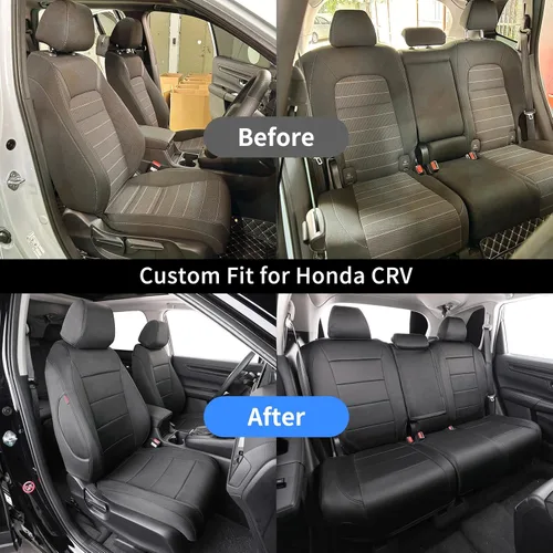 Vista 6 de EKR Fundas de asiento de coche para Honda CRV 2015-2016 Juego completo de Negro (Black)
