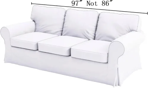 Vista 4 de Funda de sofá Ektorp 3.5 de algodón pesado compatible con IKEA 3.5 funda de Algodón blanco