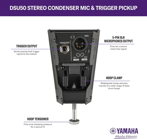 Vista 13 de Yamaha EAD50 Sistema de micrófono de tambor acústico electrónico avanzado con micrófono de condensador estéreo DSU50 y pastilla de gatillo
