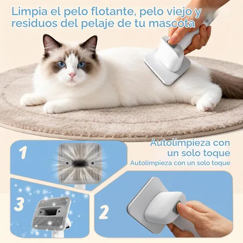 Vista 6 de Kit de aseo para perros, aspiradora para mascotas con cortaúñas y rectificadora de uñas, aspiradora de pelo de perro con 6 herramientas de aseo
