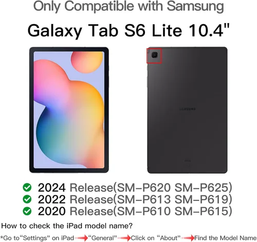 Vista 8 de JUQITECH Funda con teclado retroiluminado para Samsung Galaxy Tab S6 Lite de 10.4 pulgadas 2022/2020, Galaxy Tab S6 Lite SM-P610/P613/P615/P619