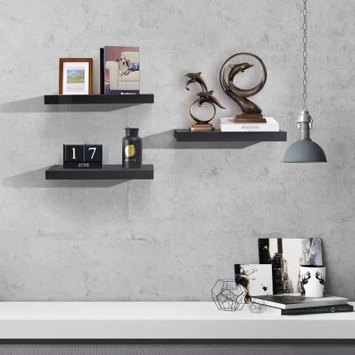 Vista 6 de AHDECOR Estantes flotantes negros, estantes modernos montados en la pared, decorativos para decoración del hogar y la oficina, ideal