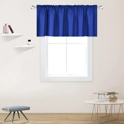 Vista 75 de DECOVSUN Cenefa morada para ventanas de 60 x 18 pulgadas, aislamiento térmico sólido, bolsillo para cortinero, cenefa corta para cocina, cenefa