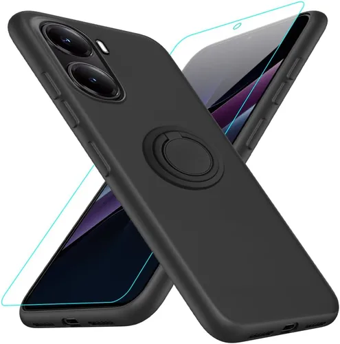 Vista 16 de Funda para Pinwheel Genesis 3 / BLU G64 Funda para teléfono con protector de pantalla HD, soporte de anillo giratorio de 360°, soporte de silicona