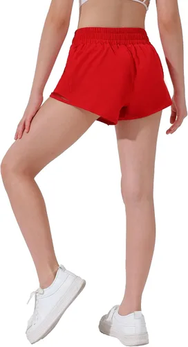 Vista 5 de Aurefin Pantalones cortos deportivos para niñas, pantalones cortos ligeros para correr para adolescentes, niñas, pantalones cortos deportivos