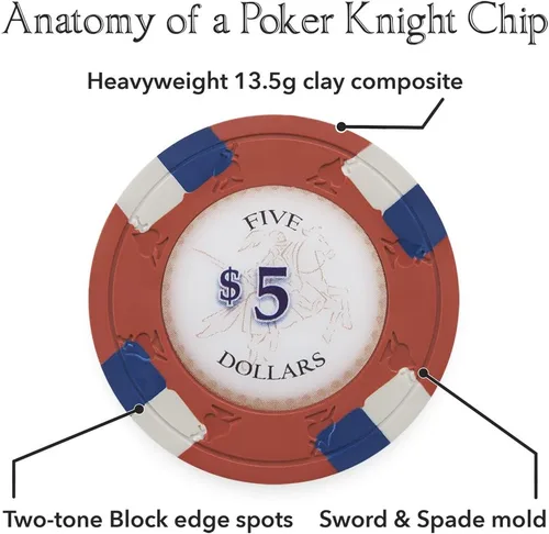 Vista 4 de Claysmith Gaming Paquete de 50 fichas de póquer Poker Knights, compuesto de arcilla pesada de 0.48 oz