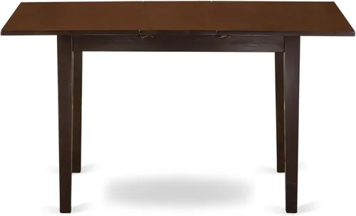 Vista 3 de HomeStock Juego de mesa de cocina de 5 piezas para 4 personas, incluye una mesa de comedor rectangular con hojas y 4 sillas Parson de tela de lino