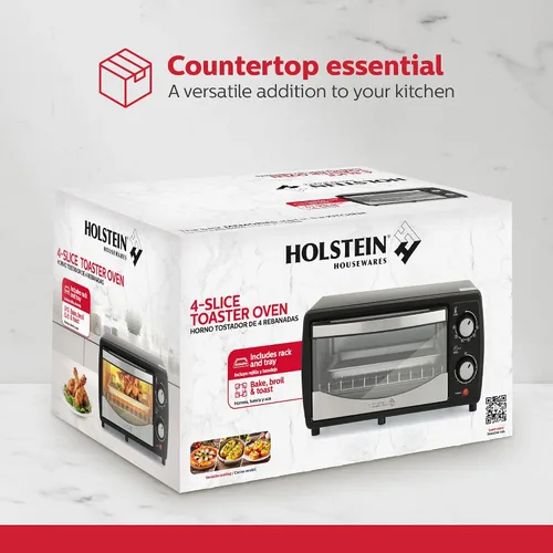 Vista 8 de Holstein Housewares Horno Tostador de Mostrador de 4 Rebanadas con Temporizador de 60 Minutos Incluye Bandeja y Rejilla de Alambre, Perfecto