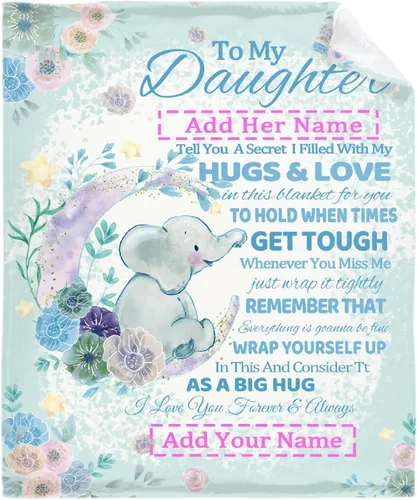 Vista 11 de Manta personalizada para mi hija de mamá y papá 40x50 pulgadas, manta ligera de franela, regalo con nombre personalizado, manta súper suave y cómoda