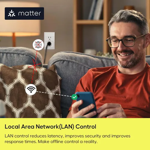 Vista 6 de Minoston Matter - Enchufe inteligente, compatible con Alexa, Google Home, Apple Home, SmartThings, Siri, Smart Outlet 15A Max, control remoto