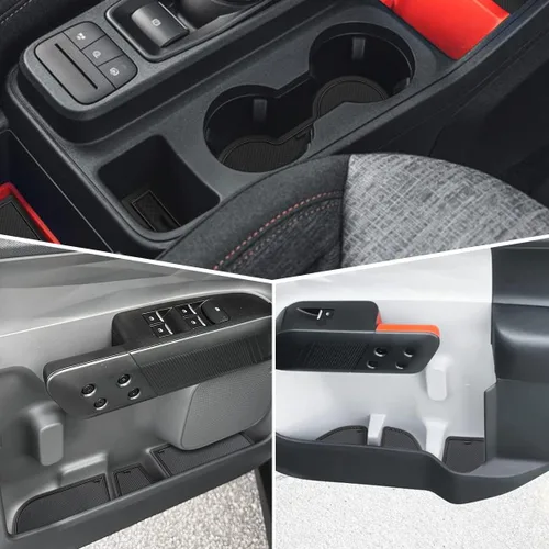 Vista 9 de Auovo Inserto para Portavasos Compatible con Accesorios Ford Maverick 2022 2023 2024 2025 Forros para Portavasos de Consola Central Forros para Negro