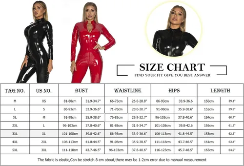 Vista 6 de FEOYA Traje de mujer de charol metálico para fiesta, club, ajustado, elástico, de PVC, tallas XS-3XL