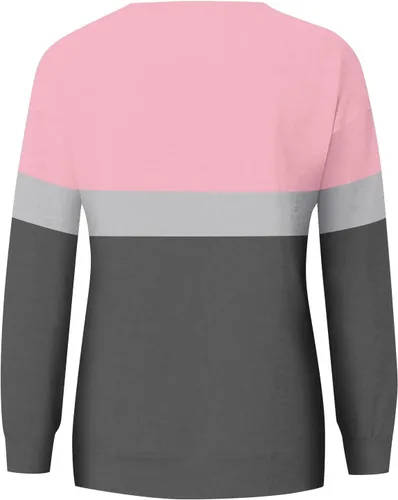 Vista 5 de Sudaderas de otoño para mujer, color liso, manga larga, cuello redondo, informal, con bolsillo, holgadas, cómodas