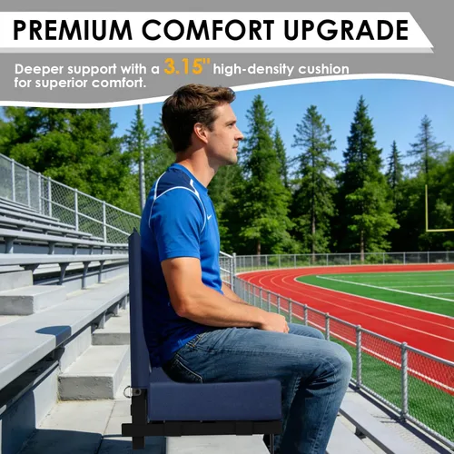 Vista 3 de Stadium Seats with Back Support,Bleacher Chairs with Cushion, Portable Folding Stadium Chair with Removable Cushion and Large Pocket for School
