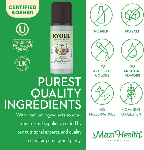 Vista 6 de Kyolic - Extracto de ajo envejecido líquido, suplementos de ajo inodoro, ajo ciólico orgánico, suplementos de ajo orgánico para la salud del corazón
