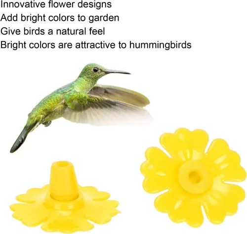 Vista 2 de 30 flores de repuesto para comederos de colibríes, piezas de repuesto para comederos colgantes, comederos de plástico para colibríes se adaptan a
