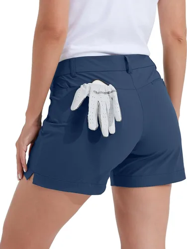 Vista 21 de Willit Pantalones cortos de golf de 4.5 pulgadas para mujer, de secado rápido, casuales, con bolsillos, resistentes al agua