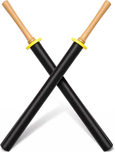 Vista 9 de JellyArch 2 piezas 85 cm de espadas de espuma para práctica, espada acolchada de entrenamiento, palos de kendo, bokken para adultos, artes Negro