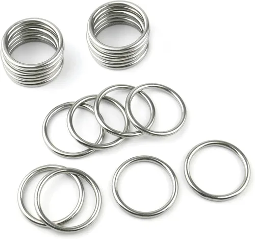 Vista 4 de 20 anillos redondos soldados de acero inoxidable 304 para cinturón de campamento, correas de perro, accesorios de equipaje