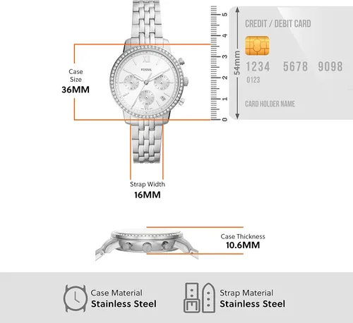 Vista 5 de Fossil Neutra - Reloj cronógrafo de cuarzo de acero inoxidable para mujer