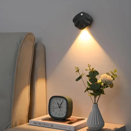 Vista 4 de Juego de dos luces de pared a pilas, luces LED para pared con detección de movimiento, luces de pared inalámbricas recargables y magnéticas
