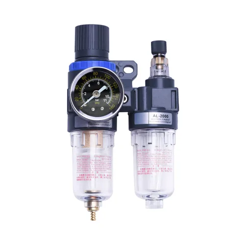 Vista 10 de Filtro de aire de compresor de 1/4 pulgadas Regulador de presión Filtro separador de trampa de agua y aceite con copa lubricante AFC2000 1/4 "Filtro