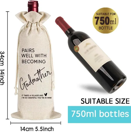 Vista 8 de EST 2026 - Regalos de copa de vino para madrina para mujeres, regalo de madrina por primera vez, regalo de anuncio de embarazo, regalos de bautismo