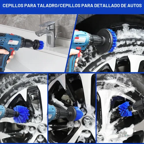 Vista 4 de Wontolf Kit de cepillo de lavado de automóvil de 62 pulgadas con mango largo, manopla de microfibra para lavado de autos, kit de detalles de Azul-18