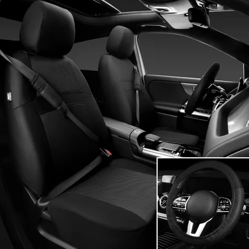 Vista 2 de CAR PASS - Fundas de asiento universales de 13 piezas de malla de aire 3D - 100% transpirables, juegos completos, cubierta de volante y cinturón