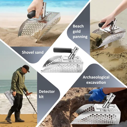 Vista 9 de GADFISH Pala de Arena para Detección de Metales, Pala de Arena para Detectores de Metales de Playa de Servicio Pesado, Herramienta de Detección