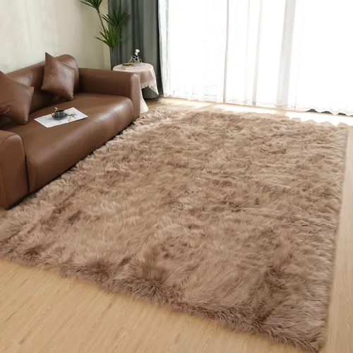 Vista 137 de Latepis - Alfombra rectangular de piel sintética tipo lana de oveja suave y esponjosa de estilo bohemio para sala de estar, dormitorio y residencias
