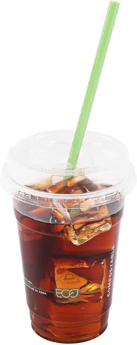 Vista 8 de Eco-Products GreenStripe - Tapas planas de plástico compostable, caja de 1000, agujero perforado para pajilla, se adapta a vasos de 7 y 10 onzas