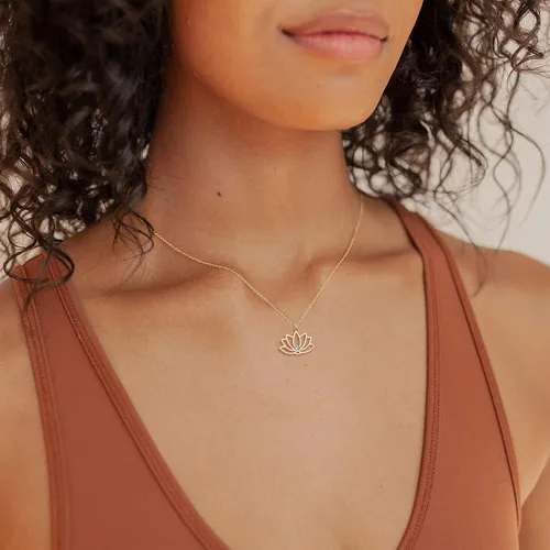 Vista 5 de VRIUA Sun Necklace for WomenDainty Gold Necklace18k Gold Filled Lotus Flower Pendant Necklace Simple Jewelry Everyday for Girls