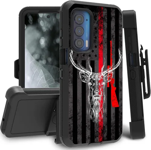 Vista 42 de Funda para Motorola Edge 2021 / Moto Edge 5G UW, protección resistente de 3 capas híbridas a prueba de golpes con funda de clip para cinturón