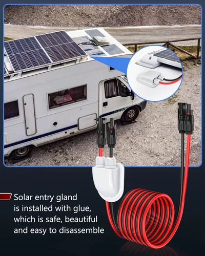 Vista 6 de ELECTOP Cable de extensión solar con glándula de entrada de cable doble solar, conector de cable de panel solar de 10 AWG con conector hembra