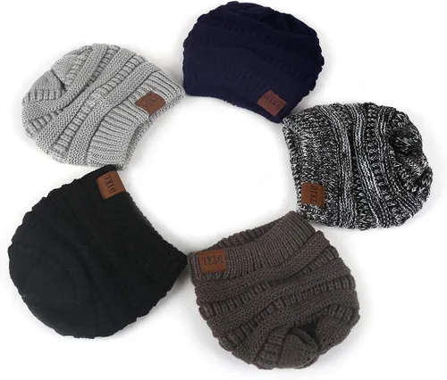 Vista 9 de Gorros de punto cálidos de invierno para niños y niñas, gorros suaves para bebés y niñas