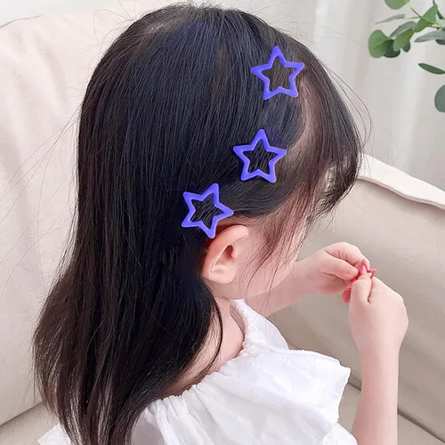 Vista 2 de Pinzas para el cabello con diseño de estrellas moradas, 10 unidades, para niñas, kawaii, antideslizantes, con estrellas, accesorios para el cabello