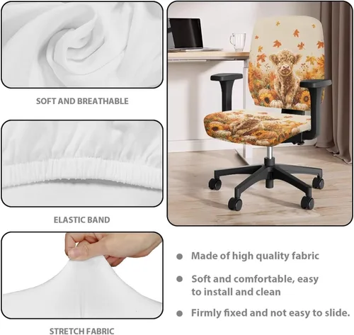 Vista 5 de Autumn Cow Office Chair Cover for Armrest Chairs