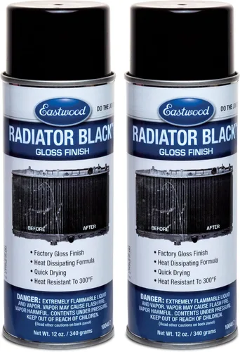 Vista 2 de Eastwood Pintura de radiador de alto calor, espray negro brillante para radiadores automotrices, acabado resistente a la piedra y a las astillas