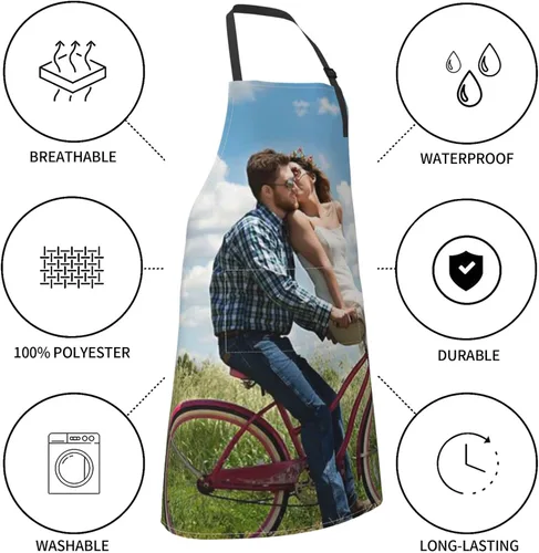 Vista 8 de Delantales personalizados para mujer con bolsillos, delantal personalizado, diseño de tu propio texto, foto, logotipo, delantal de cocina ajustable