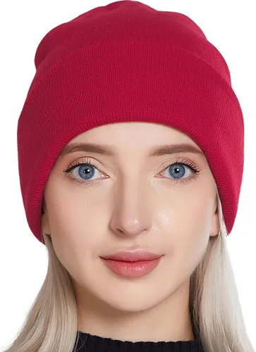Vista 2 de Muryobao Paquete de 2 gorros de punto cálidos para mujer de invierno suaves elásticos para clima frío