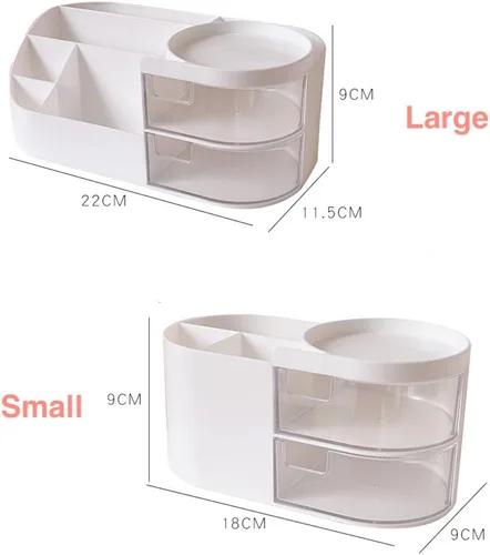 Vista 3 de Organizador de escritorio Kawaii con cajones para adolescentes y niñas, lindo organizador de escritorio Kawaii con calcomanías, suministros Rosa